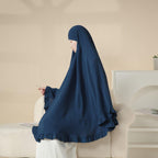 MK019 Ruffled Solid Elastic Long Shawl Khimar - SJB-DIAMOND ELITES