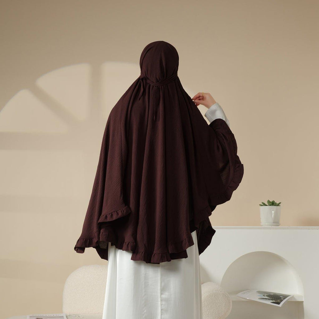 MK019 Ruffled Solid Elastic Long Shawl Khimar - SJB-DIAMOND ELITES
