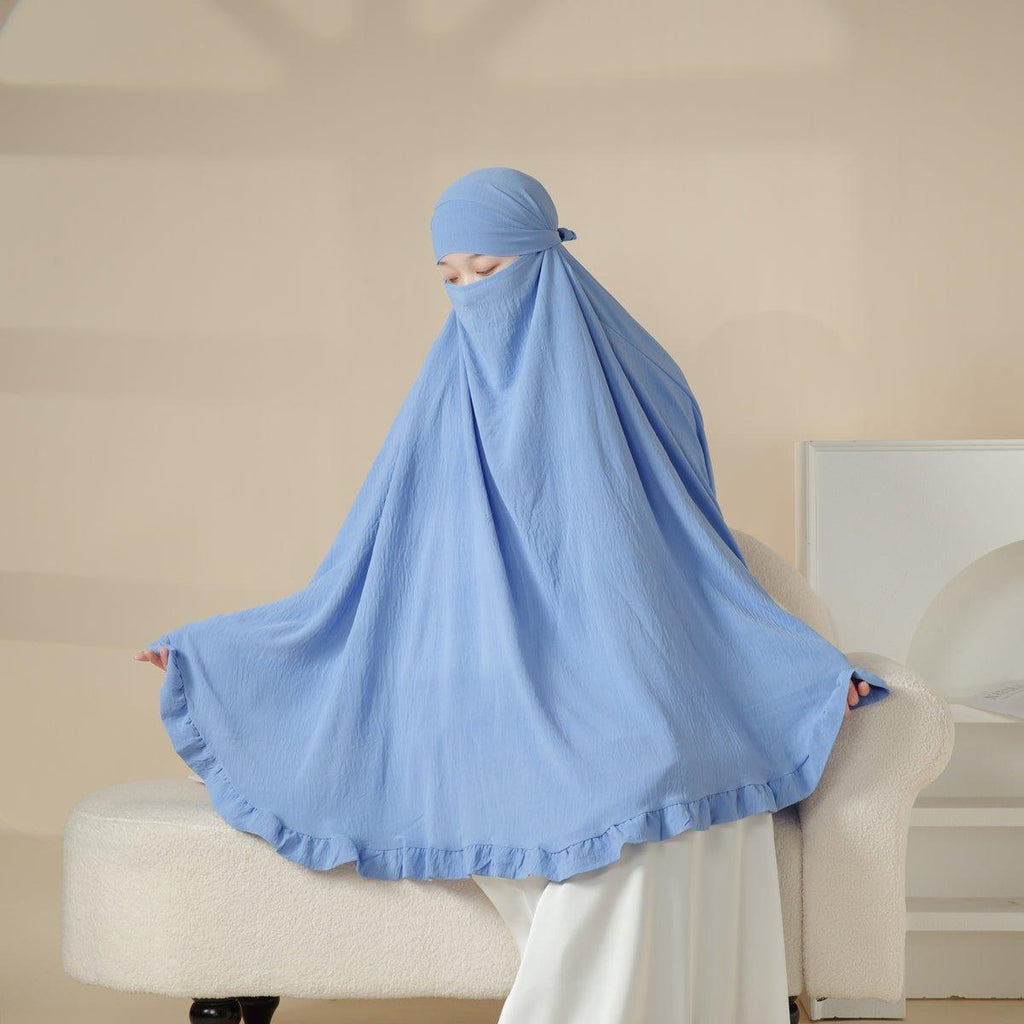 MK019 Ruffled Solid Elastic Long Shawl Khimar - SJB-DIAMOND ELITES