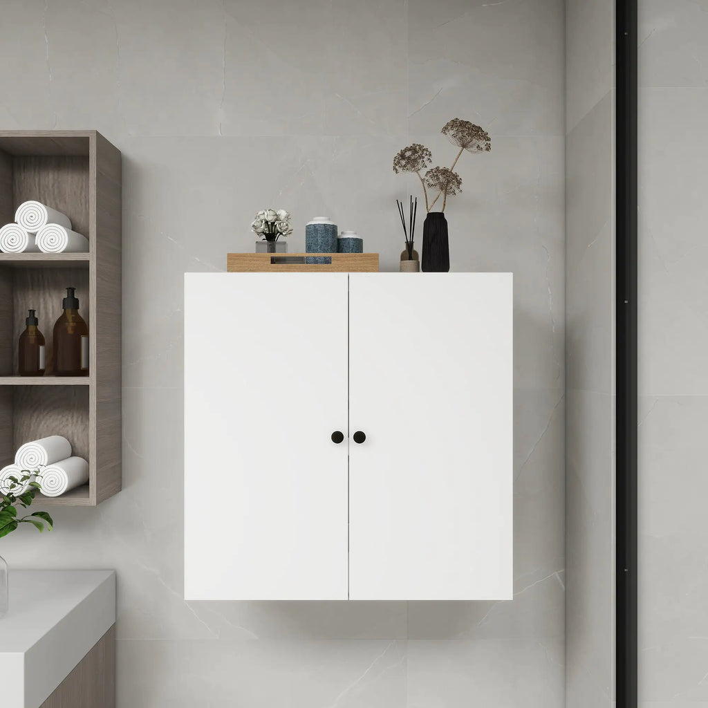 C2 Closet Shelves for bathroom,Wooden Closet System Modular With 2 Doors Shelves Wall Mount Organizer Modern Shelving for Walk in Closet Organization Bedroom Built in Clothes Storage 31.49''W x 16.04''D x 31.49''H Pi-Mart