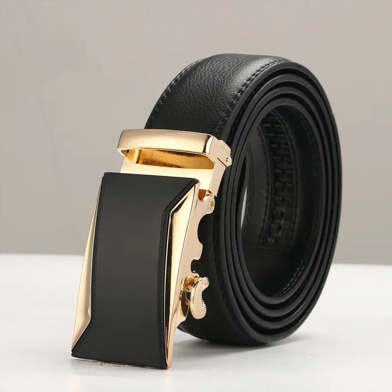 Genuine Leather Men's Belt with Automatic Buckle Pi-Mart