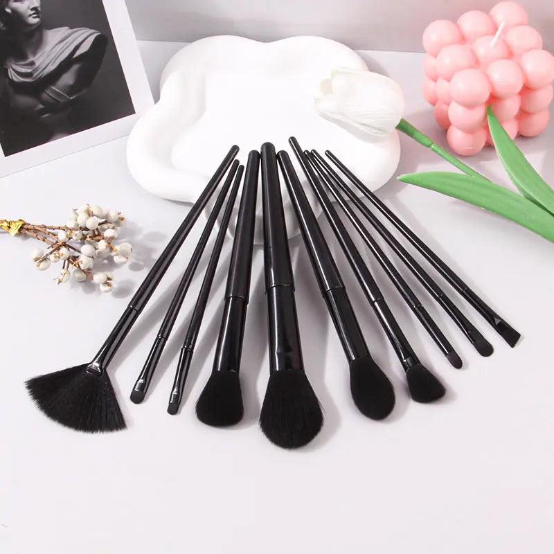 MMU032 entry-level 10 pcs Makeup Brushes Black Set - SJB-DIAMOND ELITES