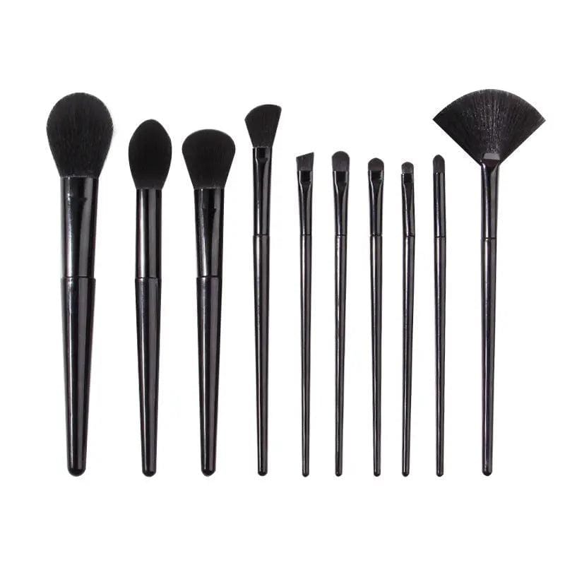 MMU032 entry-level 10 pcs Makeup Brushes Black Set - SJB-DIAMOND ELITES