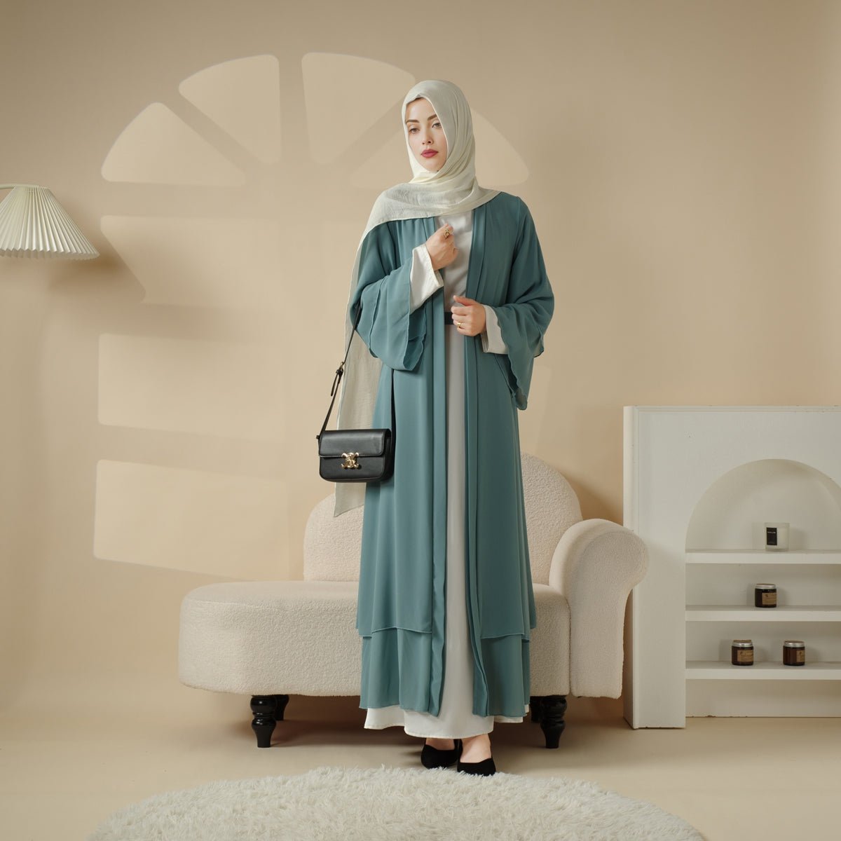 Stylish Chiffon Muslim Set Abaya (MOA008) - SJB-DIAMOND ELITES