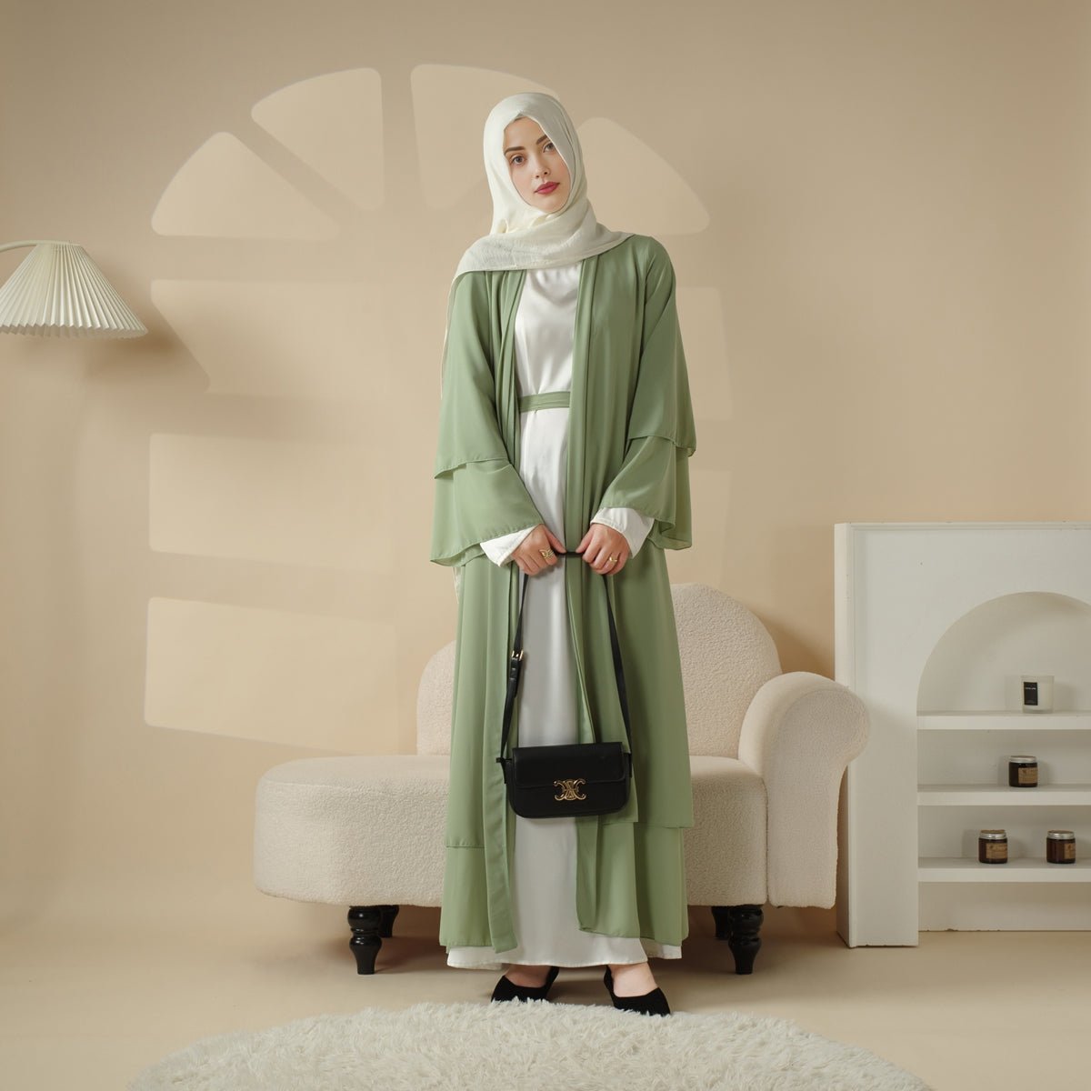 Stylish Chiffon Muslim Set Abaya (MOA008) - SJB-DIAMOND ELITES