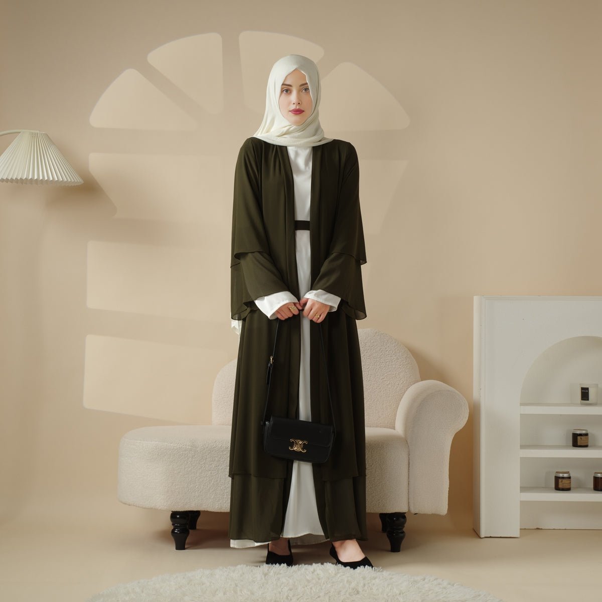 Stylish Chiffon Muslim Set Abaya (MOA008) - SJB-DIAMOND ELITES