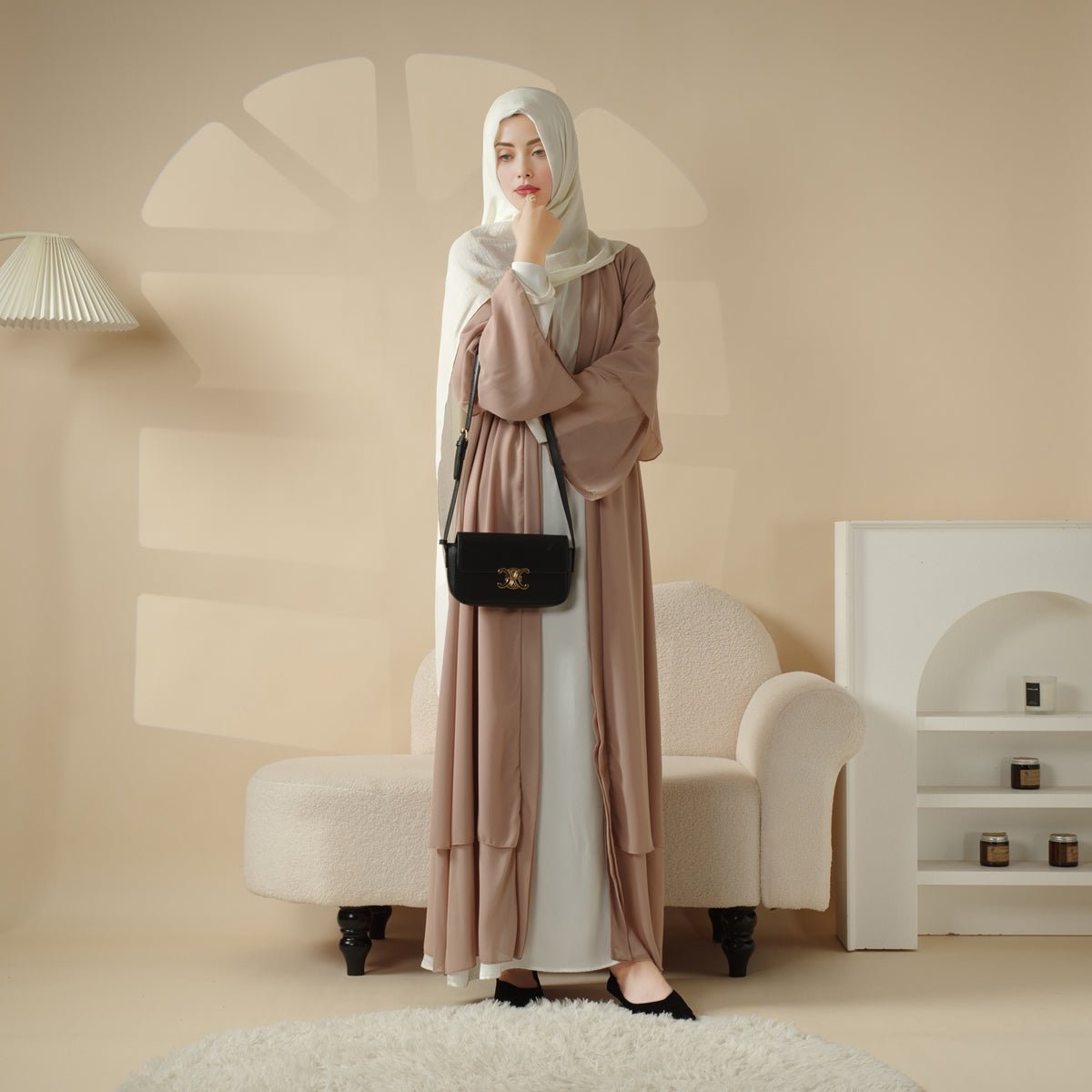 Stylish Chiffon Muslim Set Abaya (MOA008) - SJB-DIAMOND ELITES