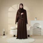Satin Abaya With Matching Belt Made Of Diamond Tassel (MOA010) Mariam's Collection