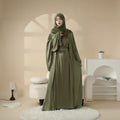 Satin Abaya With Matching Belt Made Of Diamond Tassel (MOA010) Mariam's Collection