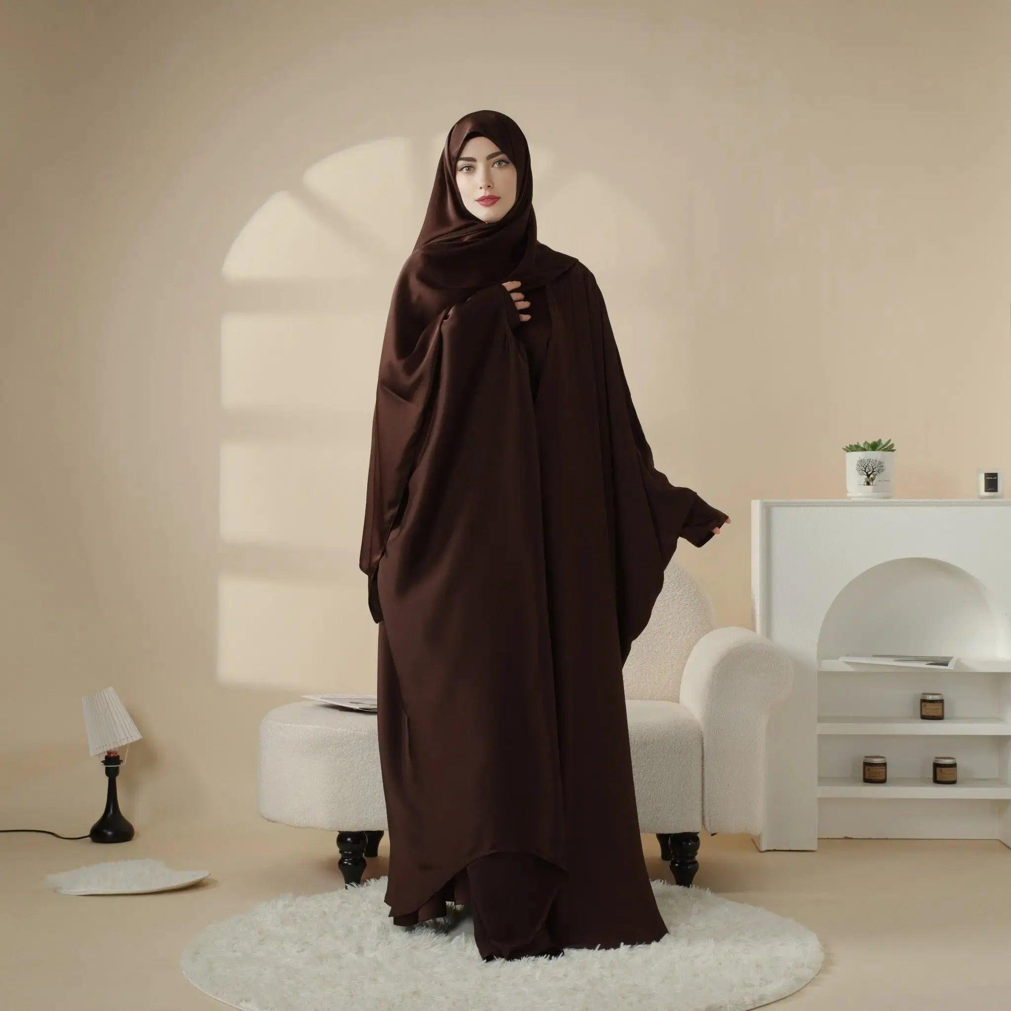 5-Piece Set Butterfly Abaya With Niqab, Loose Full Cover Satin Abaya (MOA019) - SJB-DIAMOND ELITES