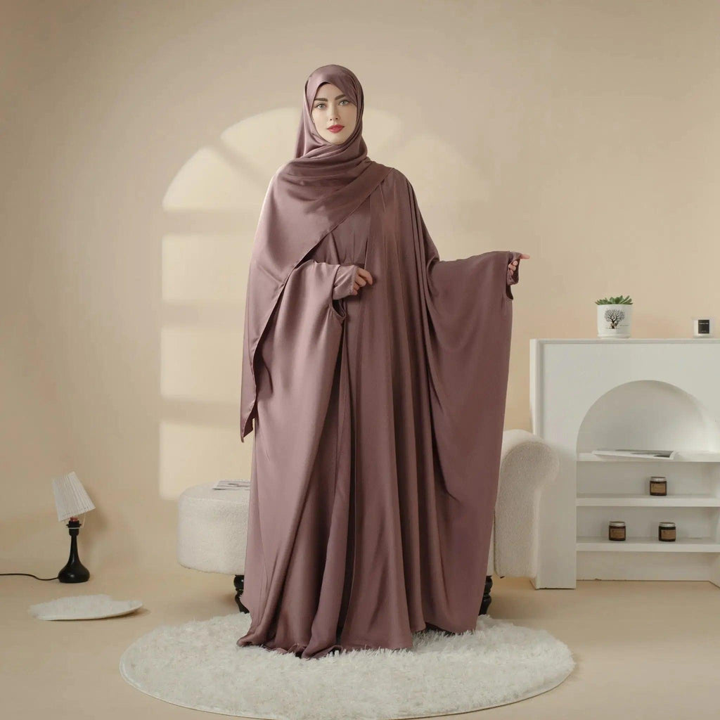 5-Piece Set Butterfly Abaya With Niqab, Loose Full Cover Satin Abaya (MOA019) - SJB-DIAMOND ELITES