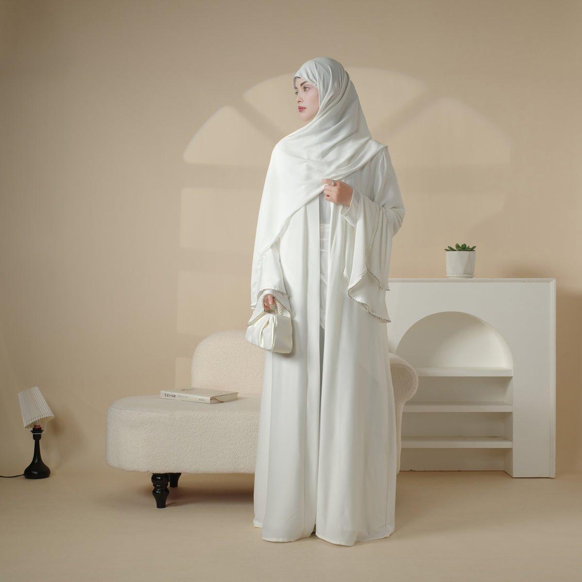 Crepe Satin Ruffle Sleeve Abaya, 5-Piece Set (MOA033) - SJB-DIAMOND ELITES