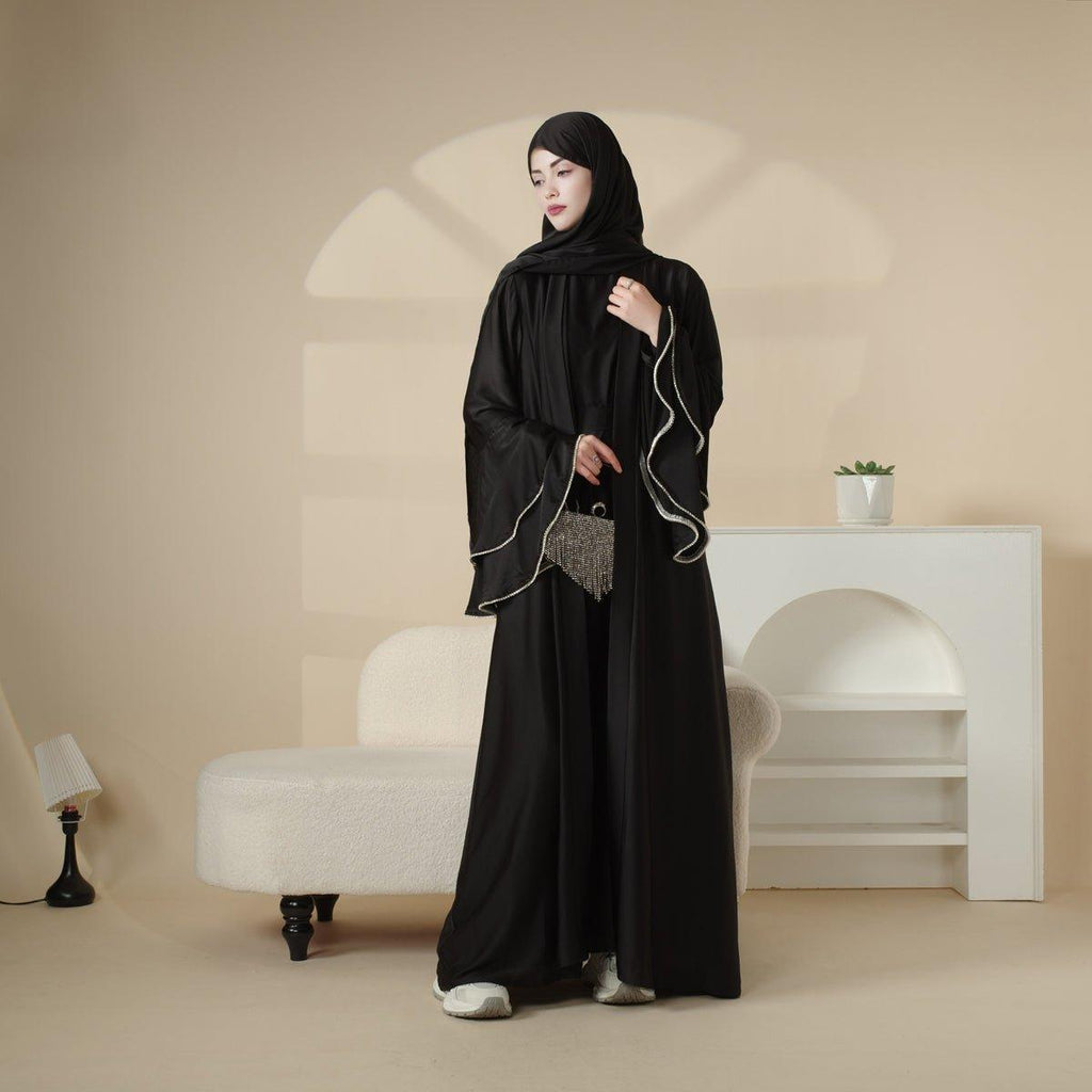 Crepe Satin Ruffle Sleeve Abaya, 5-Piece Set (MOA033) - SJB-DIAMOND ELITES