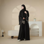 Crepe Satin Ruffle Sleeve Abaya, 5-Piece Set (MOA033) - SJB-DIAMOND ELITES