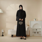 Tulip Embroidery Open Abaya 4-Piece Set (MOA051) - SJB-DIAMOND ELITES