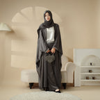 Abaya With Satin Shirt And Rhinestone Trousers | 4-Piece Set Abaya (MOA060) - SJB-DIAMOND ELITES
