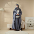 Abaya With Satin Shirt And Rhinestone Trousers | 4-Piece Set Abaya (MOA060) - SJB-DIAMOND ELITES