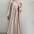 Solid Color Elegant Open Abaya with Pockets | 3-Piece Set Open Abaya (MOA092)