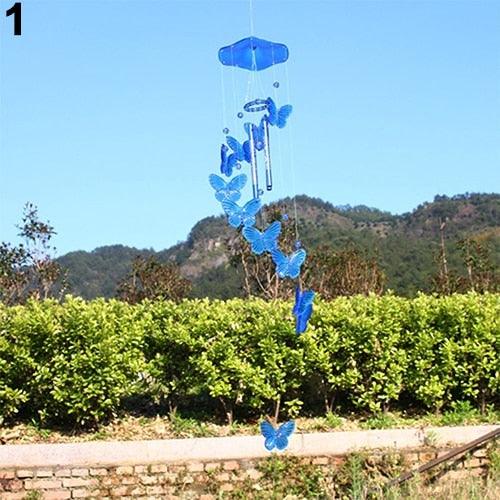 Model Creative Crystal Butterflies-Wind Chime Hanging Ornament  Mobile Wind Bell Garden Ornament Lucky Yard Garden Living Room Home/Wall/Room For Mom Birthday Gift Metal Music Wind Chimes Indoor & Outdoor Decor Stevvex