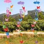 Model Creative Crystal Butterflies-Wind Chime Hanging Ornament  Mobile Wind Bell Garden Ornament Lucky Yard Garden Living Room Home/Wall/Room For Mom Birthday Gift Metal Music Wind Chimes Indoor & Outdoor Decor Stevvex