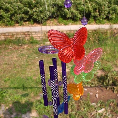 Model Creative Crystal Butterflies-Wind Chime Hanging Ornament  Mobile Wind Bell Garden Ornament Lucky Yard Garden Living Room Home/Wall/Room For Mom Birthday Gift Metal Music Wind Chimes Indoor & Outdoor Decor Stevvex