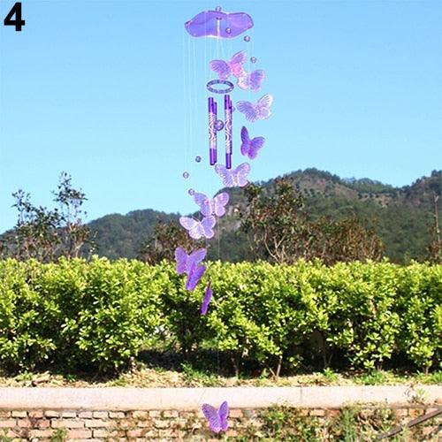 Model Creative Crystal Butterflies-Wind Chime Hanging Ornament  Mobile Wind Bell Garden Ornament Lucky Yard Garden Living Room Home/Wall/Room For Mom Birthday Gift Metal Music Wind Chimes Indoor & Outdoor Decor Stevvex