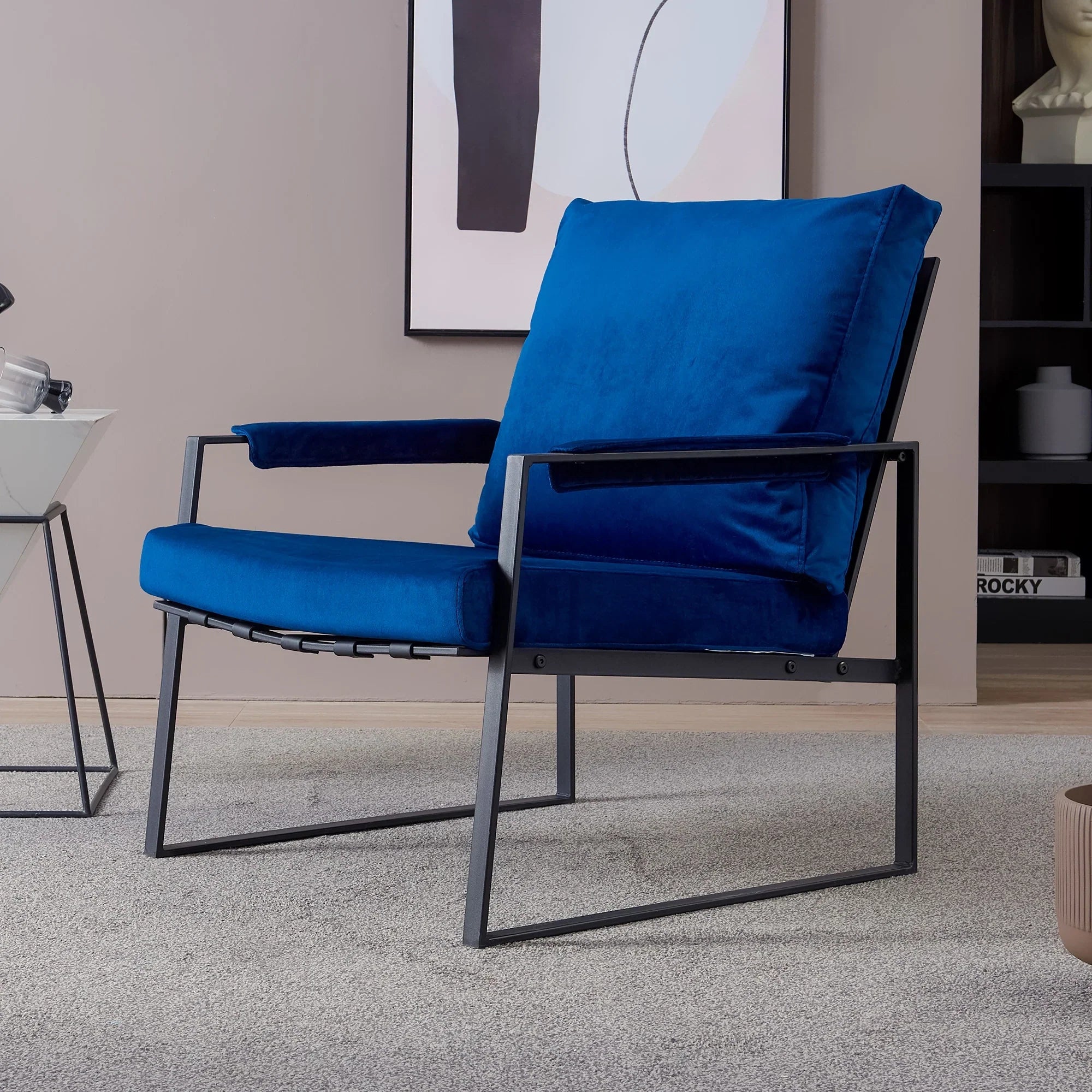 Modern Relax Single Arms Chair With Velvet Cushion Lootquake LLC