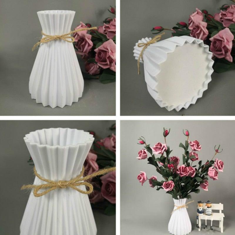 Modern Artifical Floral Plastic Vase Imitation Ceramic Flower Pot For Home Decor Living Room Centerpieces And Events Ornamnet Stevvex