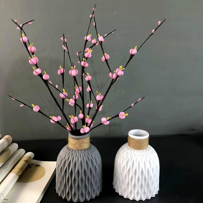Modern Artifical Floral Plastic Vase Imitation Ceramic Flower Pot For Home Decor Living Room Centerpieces And Events Ornamnet Stevvex