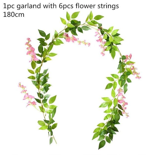 Modern Artificial Green Eucalyptus Leaves Garland Wisteria Rattan Fake Decor Silk Leaf Vines For Wedding Birthday Party Decor Stevvex