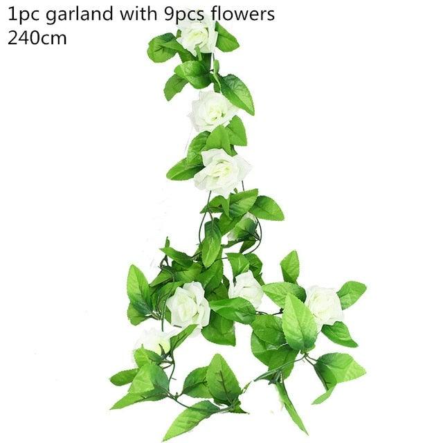 Modern Artificial Green Eucalyptus Leaves Garland Wisteria Rattan Fake Decor Silk Leaf Vines For Wedding Birthday Party Decor Stevvex