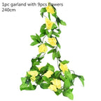 Modern Artificial Green Eucalyptus Leaves Garland Wisteria Rattan Fake Decor Silk Leaf Vines For Wedding Birthday Party Decor Stevvex
