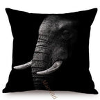 Modern Black And White Animals Portrait Photography Of Lion Zebra Elephant Tiger Pattern Sofa Pillow Cover Home Decor Square Cushions Cover 45x45cm Stevvex