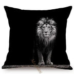 Modern Black And White Animals Portrait Photography Of Lion Zebra Elephant Tiger Pattern Sofa Pillow Cover Home Decor Square Cushions Cover 45x45cm Stevvex