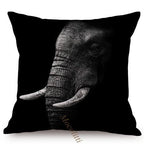Modern Black And White Animals Portrait Photography Of Lion Zebra Elephant Tiger Pattern Sofa Pillow Cover Home Decor Square Cushions Cover 45x45cm Stevvex