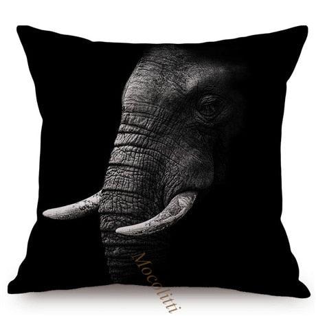 Modern Black And White Animals Portrait Photography Of Lion Zebra Elephant Tiger Pattern Sofa Pillow Cover Home Decor Square Cushions Cover 45x45cm Stevvex
