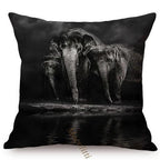 Modern Black And White Animals Portrait Photography Of Lion Zebra Elephant Tiger Pattern Sofa Pillow Cover Home Decor Square Cushions Cover 45x45cm Stevvex