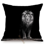 Modern Black And White Animals Portrait Photography Of Lion Zebra Elephant Tiger Pattern Sofa Pillow Cover Home Decor Square Cushions Cover 45x45cm Stevvex