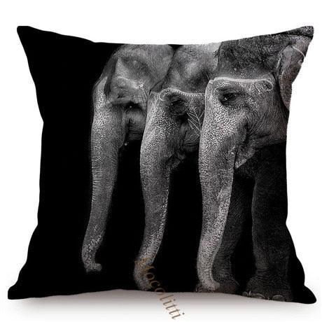 Modern Black And White Animals Portrait Photography Of Lion Zebra Elephant Tiger Pattern Sofa Pillow Cover Home Decor Square Cushions Cover 45x45cm Stevvex