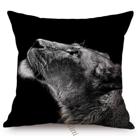 Modern Black And White Animals Portrait Photography Of Lion Zebra Elephant Tiger Pattern Sofa Pillow Cover Home Decor Square Cushions Cover 45x45cm Stevvex