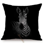Modern Black And White Animals Portrait Photography Of Lion Zebra Elephant Tiger Pattern Sofa Pillow Cover Home Decor Square Cushions Cover 45x45cm Stevvex