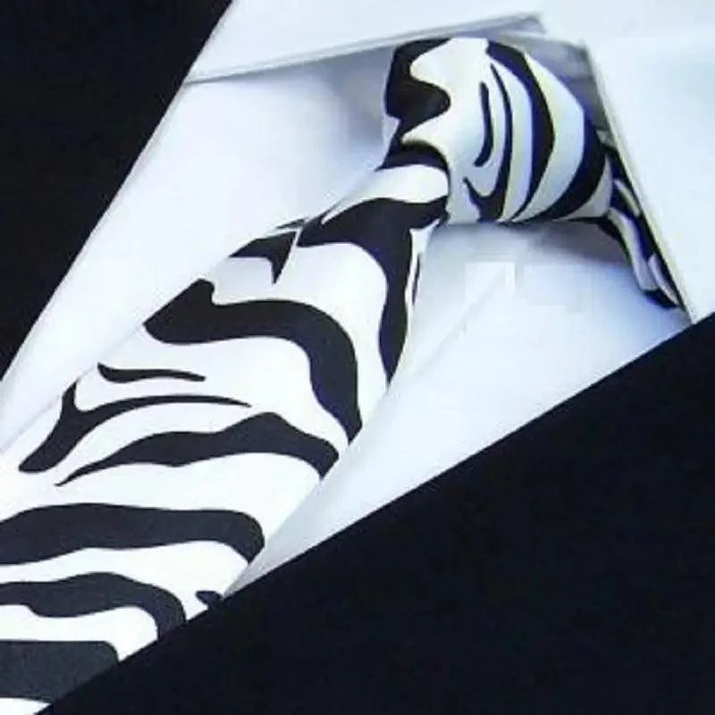 Modern Black And White Men Necktie Casual Business Meeting Formal Polyester Skinny Slim Necktie Stevvex
