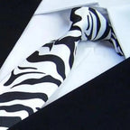 Modern Black And White Men Necktie Casual Business Meeting Formal Polyester Skinny Slim Necktie Stevvex