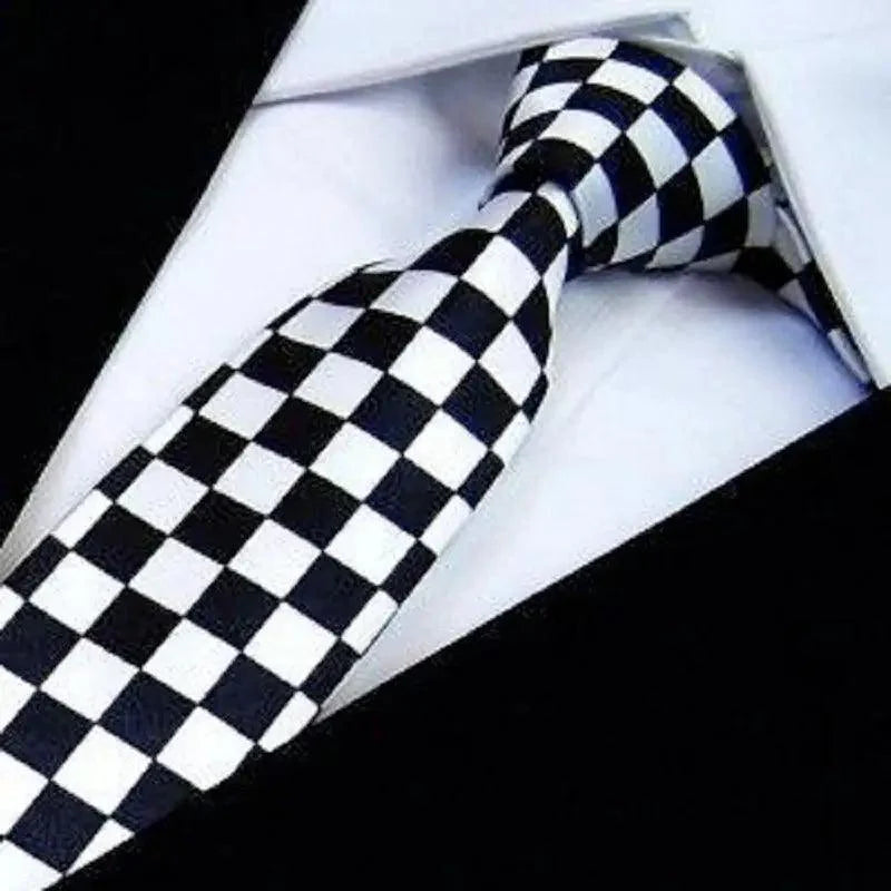 Modern Black And White Men Necktie Casual Business Meeting Formal Polyester Skinny Slim Necktie Stevvex