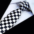 Modern Black And White Men Necktie Casual Business Meeting Formal Polyester Skinny Slim Necktie Stevvex