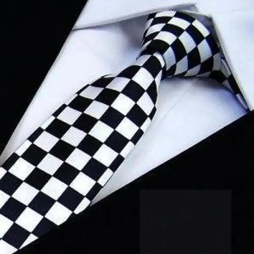 Modern Black And White Men Necktie Casual Business Meeting Formal Polyester Skinny Slim Necktie Stevvex