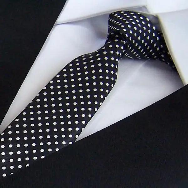 Modern Black And White Men Necktie Casual Business Meeting Formal Polyester Skinny Slim Necktie Stevvex