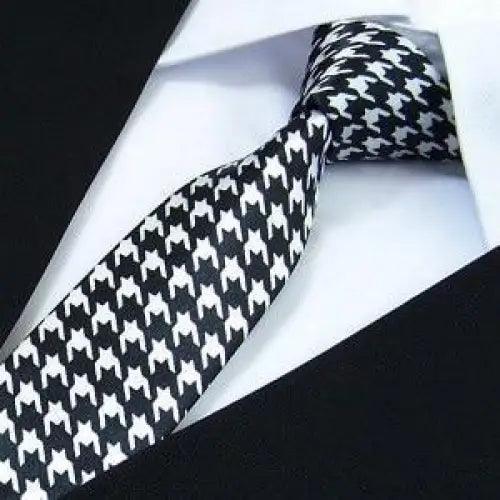 Modern Black And White Men Necktie Casual Business Meeting Formal Polyester Skinny Slim Necktie Stevvex