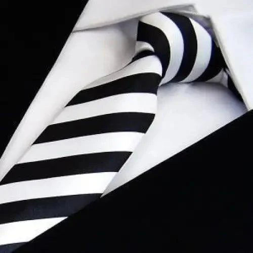 Modern Black And White Men Necktie Casual Business Meeting Formal Polyester Skinny Slim Necktie Stevvex