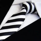 Modern Black And White Men Necktie Casual Business Meeting Formal Polyester Skinny Slim Necktie Stevvex